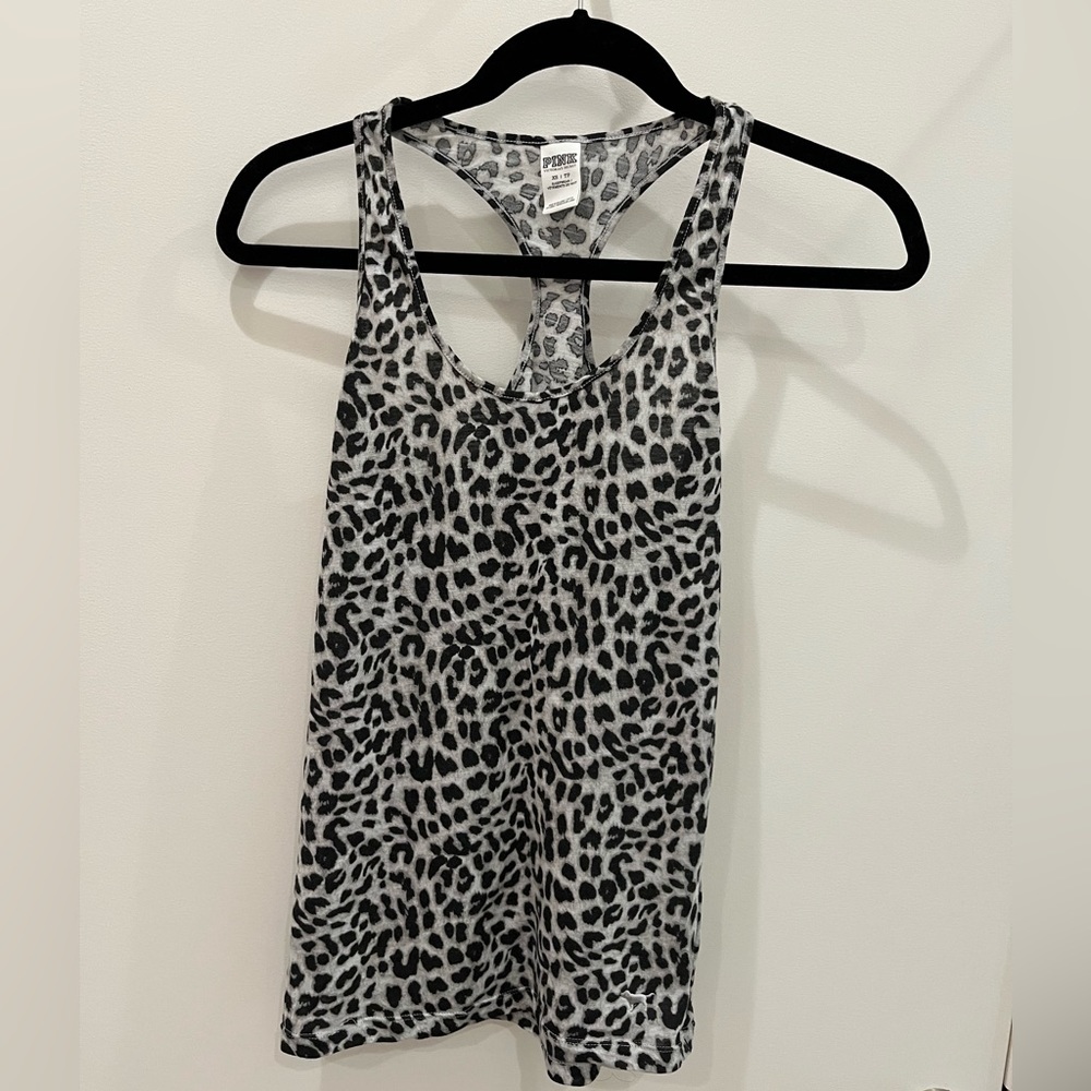 PINK leopard racer back tank top